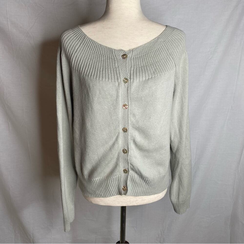 Sundance Cardigan Sweater Cotton Cashmere Size large ribbed long sleeve
